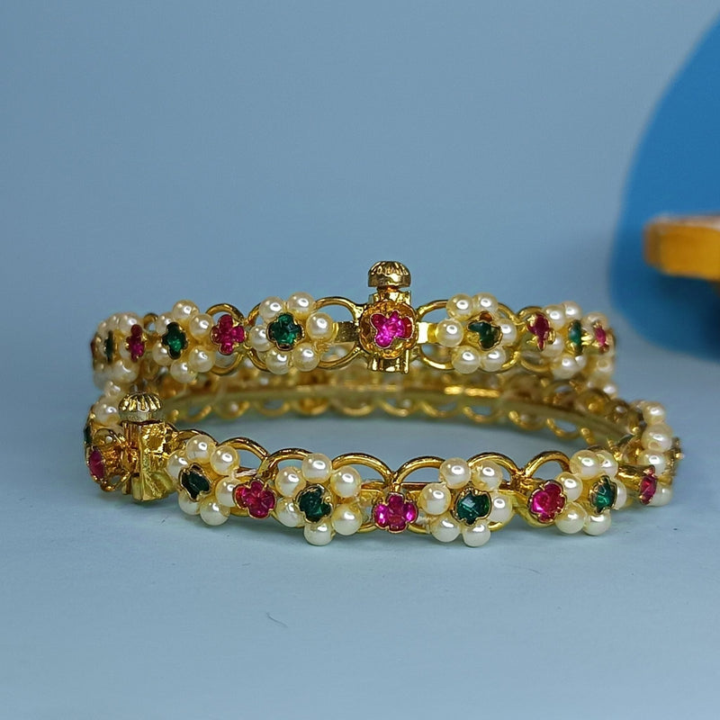 Pink Green Moti Bangles