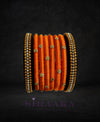 ORANGE BLACK SILK THREAD BANGLES