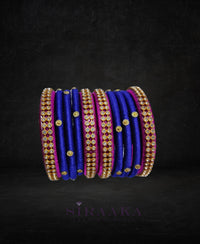 BLUE AND PURPLE SILK THREAD BANGLES SET