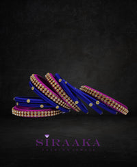 BLUE AND PURPLE SILK THREAD BANGLES SET