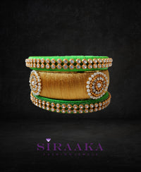 GREEN GOLD SILK THREAD BANGLES