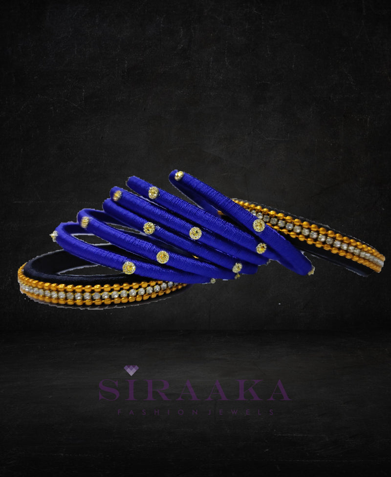 BLUE BLACK SILK THREAD BANGLES