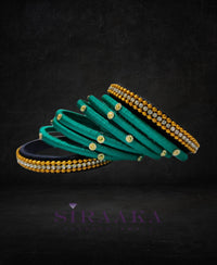 GREEN BLACK SILK THREAD BANGLES