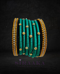 GREEN BLACK SILK THREAD BANGLES