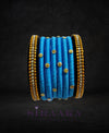 SKY BLUE BLACK SILK THREAD BANGLES