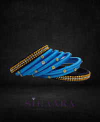 SKY BLUE BLACK SILK THREAD BANGLES