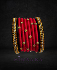 RED BLACK SILK THREAD BANGLES