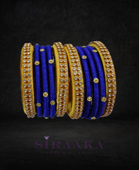 BLUE GOLD SILK THREAD BANGLES