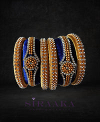 BLUE GOLD SILK THREAD BANGLES