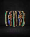 BLUE GREEN SILK THREAD BANGLES