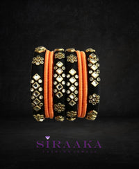 BLACK ORANGE SILK THREAD BANGLES