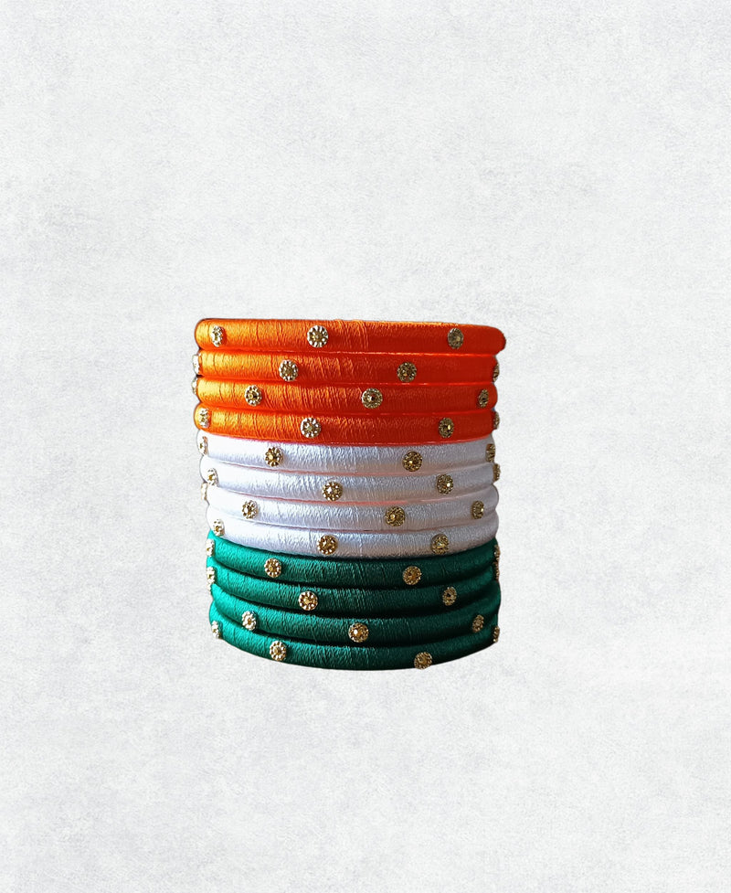 TRI-COLOR SILK THREAD BANGLES