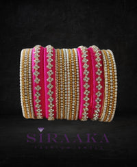 Pink Gold Silk Thread Bangles
