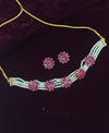 PREMIUM FLOWER PINK CRYSTAL CHINCHPETI NECKLACE