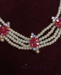 PINK FLOWER CRYSTALS CHINCHPETI NECKLACE