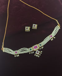 PINK/GREEN COMBINATION CHINCHPETI NECKLACE