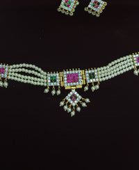 PINK/GREEN COMBINATION CHINCHPETI NECKLACE