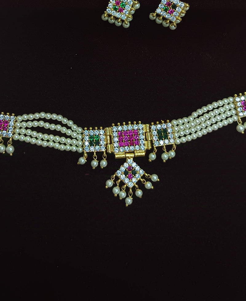 PINK/GREEN COMBINATION CHINCHPETI NECKLACE