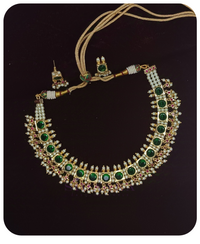 Premium Green Crystals Chinchpeti Necklace