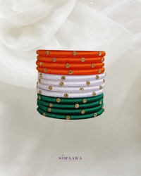 Designer Tri-color Silk Thread Bangles