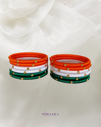 Designer Tri-color Silk Thread Bangles