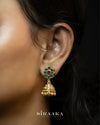Flower Red/Green Jhumka Earing