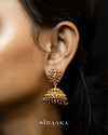 Premium Red/Pink Crystals Jhumka Earing