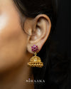 Pink Crystals Jhumka Earing