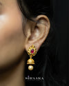Red Crystal Jhumka Earing