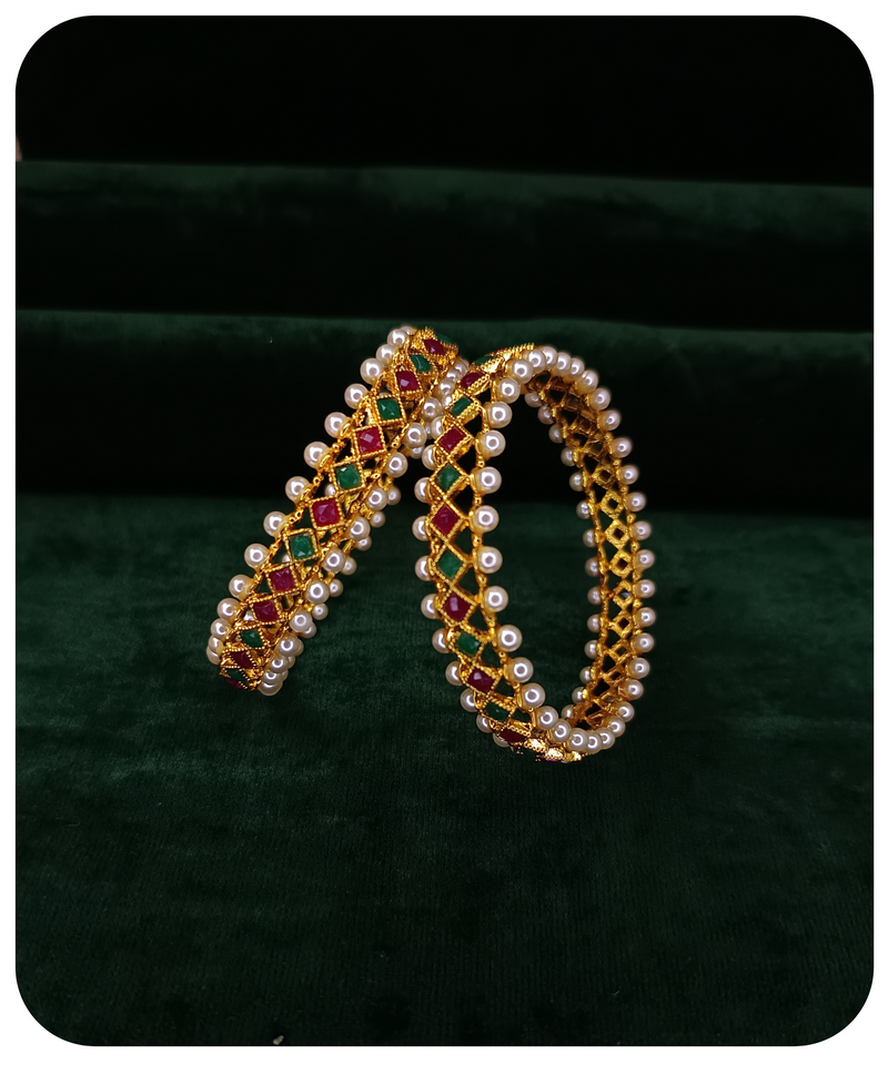 Premium Red/Green Moti Bangles