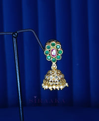 FLOWER RED/GREEN JHUMKA EARING