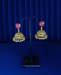 PINK CRYSTALS JHUMKA EARING