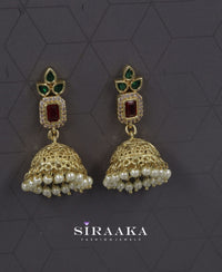 Red & Green Jhumka Earrings
