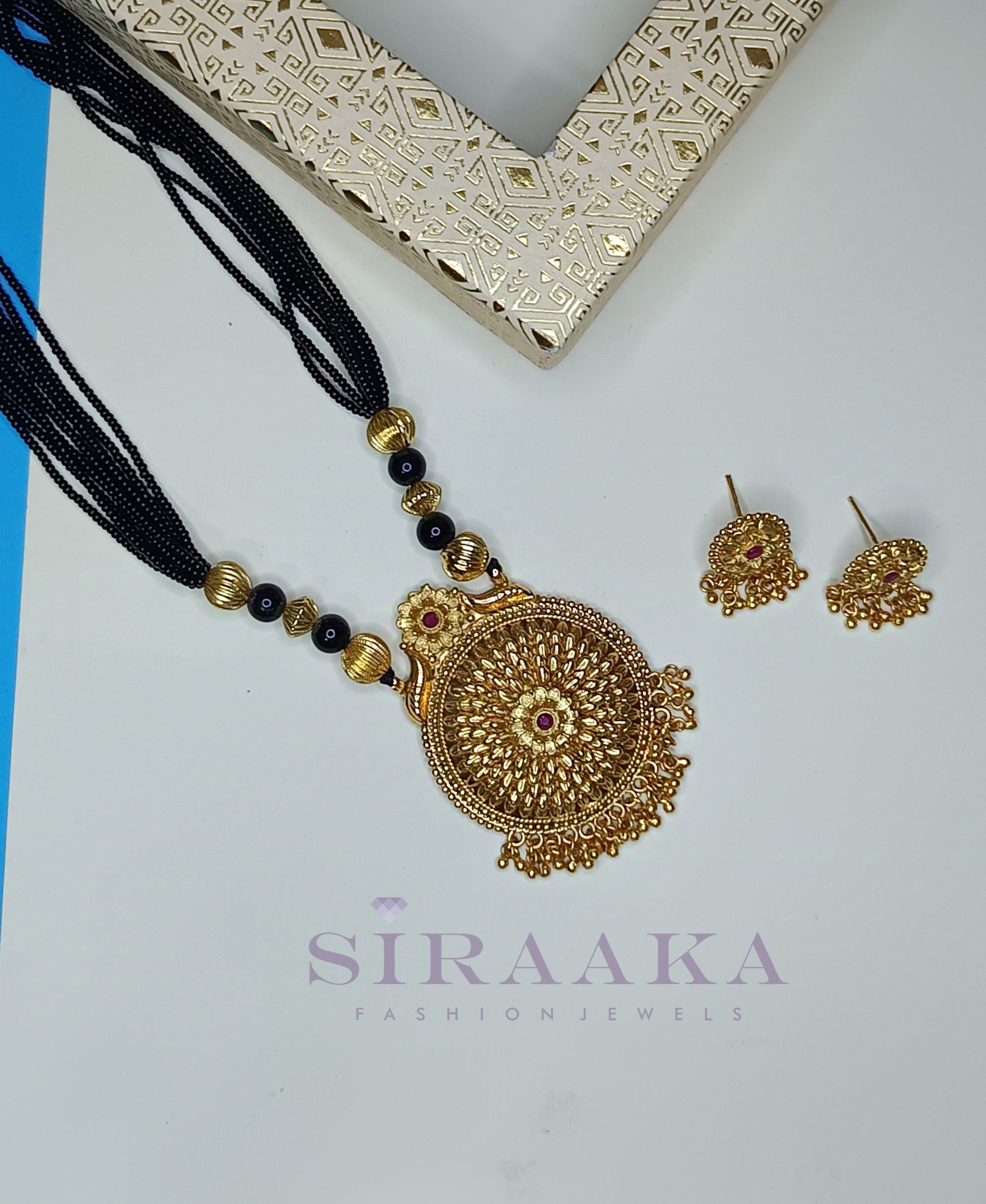 Big Round Pendant Mangalsutra Necklace – Siraaka Fashion Jewels