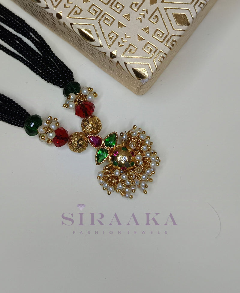 RED/GREEN MOTI MANGALSUTRA NECKLACE