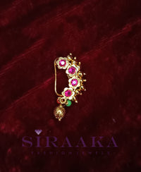 Designer Red Stone Nath