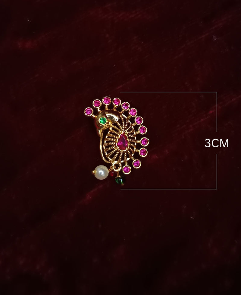Designer Red Stone Nath Acc