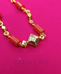 CORAL BEADS SHORT NECKLACE