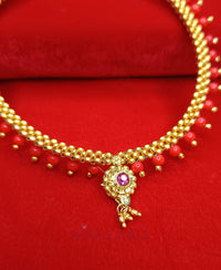 RED MOTI THUSHI NECKLACE