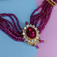 MAGENTA BEADS SHORT NECKLACE