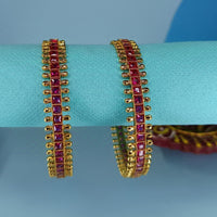 Pink Crystal Golden Bangles