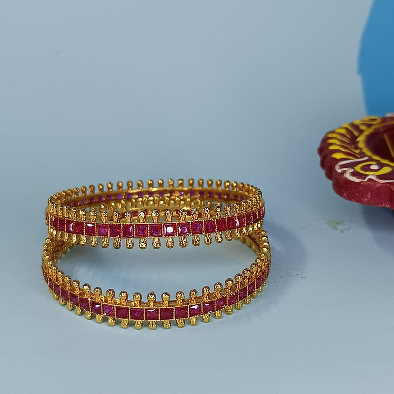 RED/PINK CRYSTAL GOLDEN BANGLES BN24294