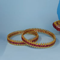 RED/PINK CRYSTAL GOLDEN BANGLES BN24294