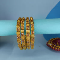 YELLOW CRYSTAL GOLDEN BANGLES BN24295