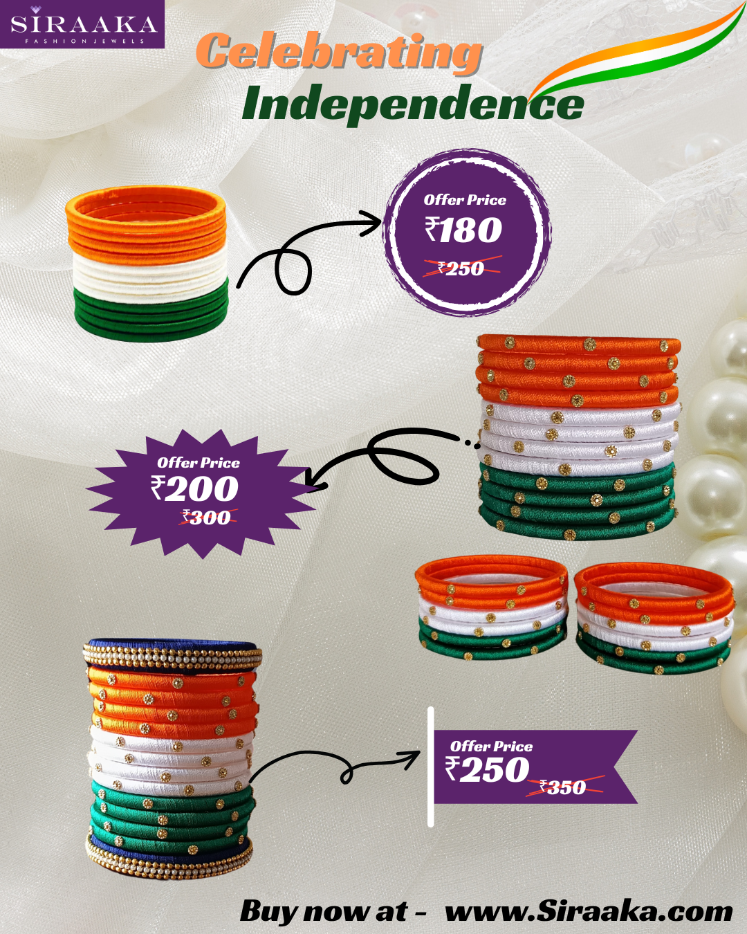 Tri- color Silk Thread Bangles